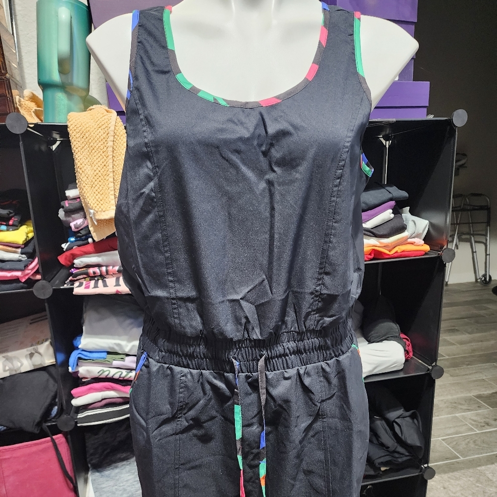 Black Sleeveless Mini Dress with Colorful Trim